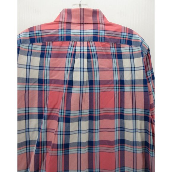 Vineyard Vines Shirt Large Pink Button Up Plaid Slim Fit Whale Shirt - Picture 8 of 10